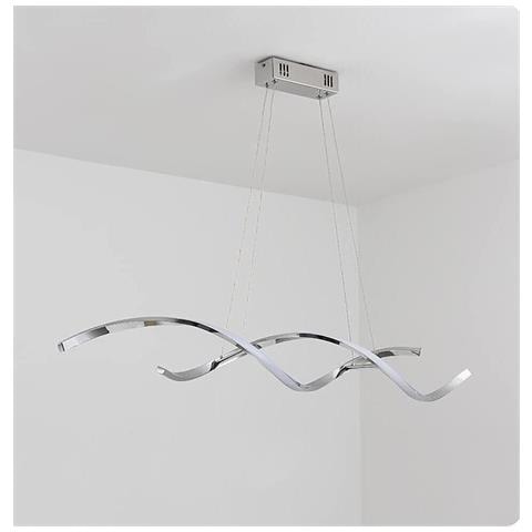 Lampadario Led A Onda Twist 28 Watt Luce Bianca Color Argento Cromato B56af - Foto 5