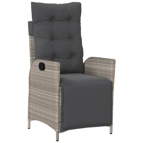 Sedia Reclinabile Giardino Poggiapiedi Grigio Chiaro Polyrattan - Foto 2