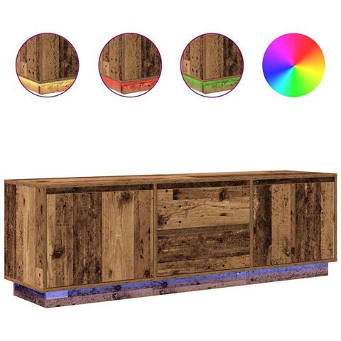 Mobile Porta TV con Luci LED Legno Antico 160,5x41x50 cm - Foto 1