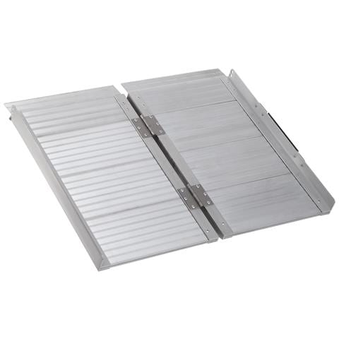 Rampa per Sedia a Rotelle Pieghevole in Alluminio con Bordi Esterni, 61x74x5 cm, Argento - Foto 1