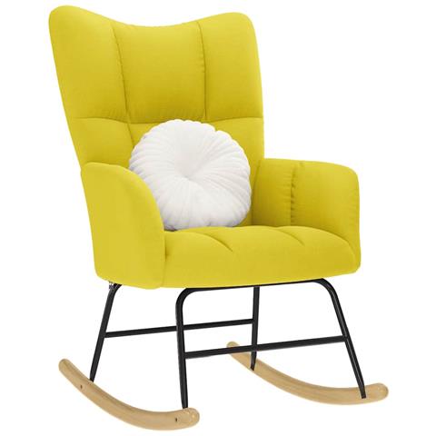 Sedia A Dondolo Giallo Chiaro In Tessuto - Foto 1