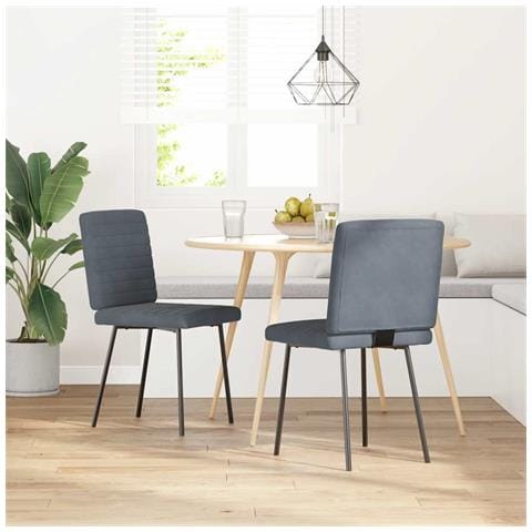 Sedie Da Pranzo 2 Pz Grigio Scuro In Velluto - Foto 1
