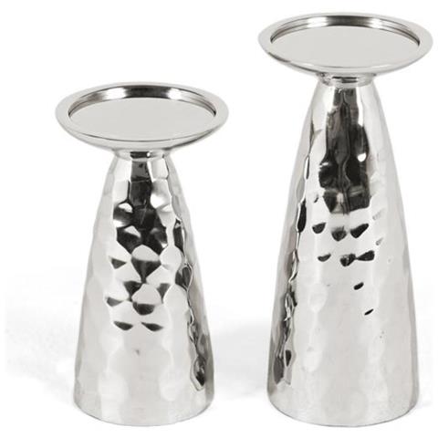 Set Di Due Candelabri Realizzati In Alluminio Lucido - Foto 1