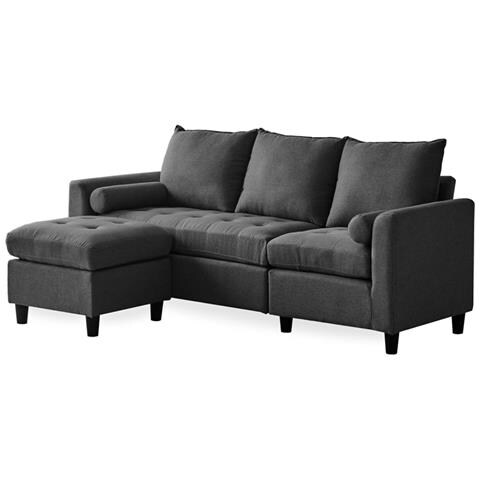 Coventry Divano 3 Posti In Tessuto Con Pouf Grigio Scuro - Foto 5