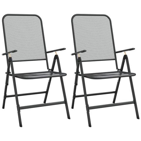 Sedie Giardino Pieghevoli 2 Pz Rete Metallica Espansa Antracite - Foto 1