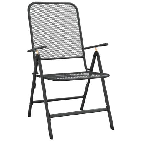 Sedie Giardino Pieghevoli 2 Pz Rete Metallica Espansa Antracite - Foto 2