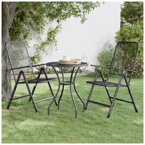 Sedie Giardino Pieghevoli 2 Pz Rete Metallica Espansa Antracite - Foto 8