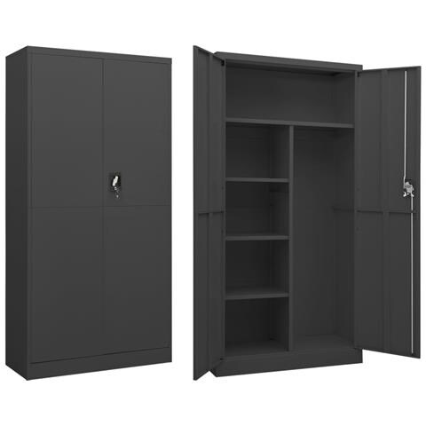 Lusso Casadino -  Armadio Con Ripiani Antracite 90x40x180 Cm In Acciaio - Foto 2