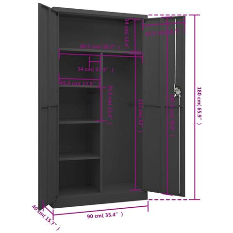 Lusso Casadino -  Armadio Con Ripiani Antracite 90x40x180 Cm In Acciaio - Foto 8