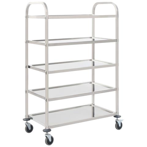 Carrello Da Cucina A 5 Livelli 107x55x147 Cm In Acciaio Inox - Foto 2