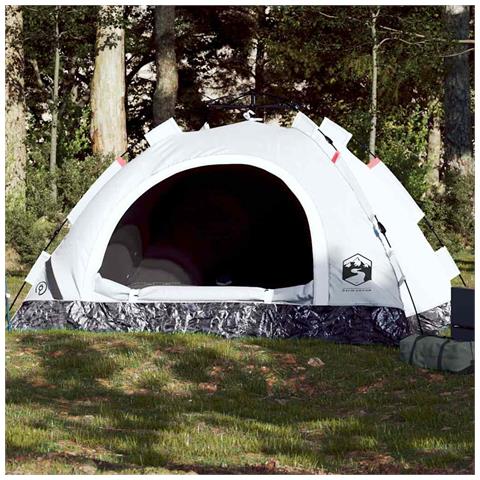 Tenda 3 Persone Bianca in Tessuto Oscurante a Rilascio Rapido - Foto 1