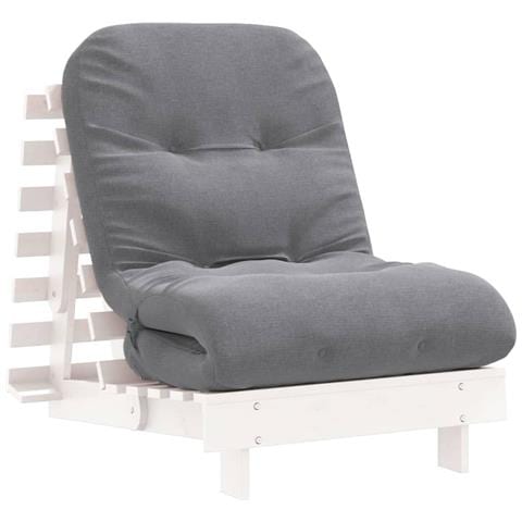 Divano Letto Futon con Materasso Bianco 70x206x11cm Legno Pino - Foto 1