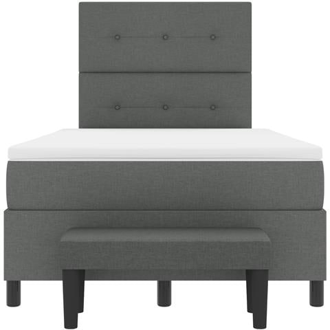 Letto Box Spring con Materasso e Panchina Grigio Scuro 120x200 cm - Foto 9