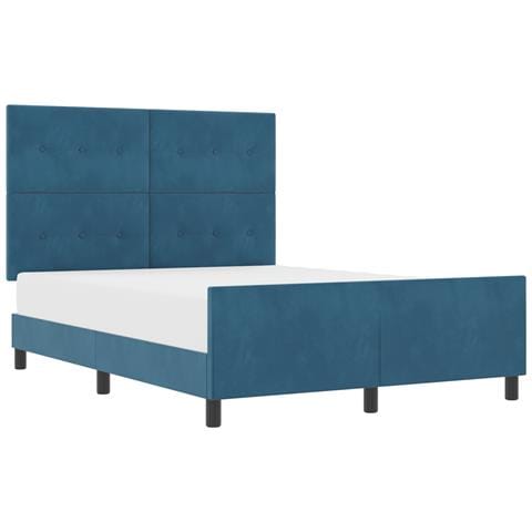 Struttura Letto Blu Scuro 140x200 cm Velluto - Foto 1