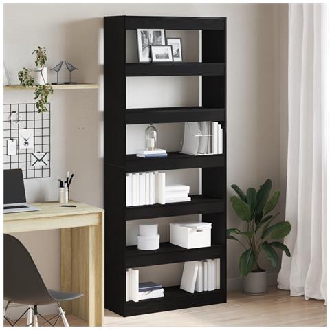 Libreria Nera Nera Legno 80 x 30 x 198 cm Scaffalatura - Foto 2
