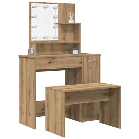Set Toeletta con LED Rovere Artigianale in Legno Multistrato - Foto 2