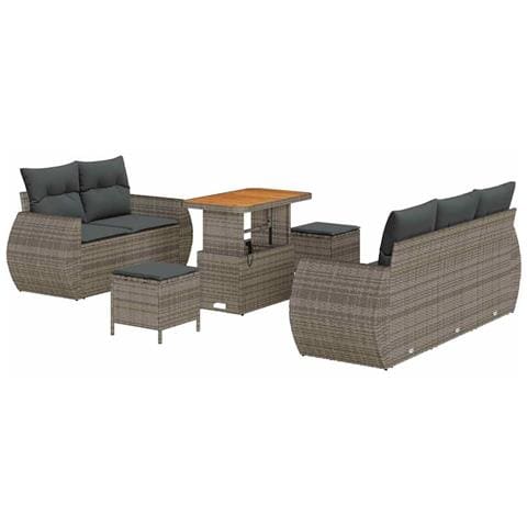 Set Divano da Giardino con cuscino 8 pcs Grigio 90 x 55 x 71 cm - Foto 1