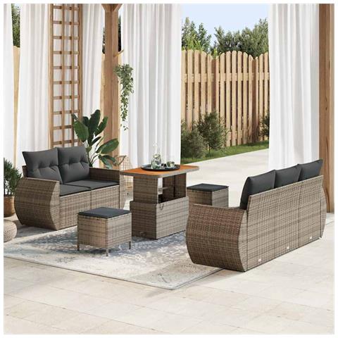Set Divano da Giardino con cuscino 8 pcs Grigio 90 x 55 x 71 cm - Foto 2
