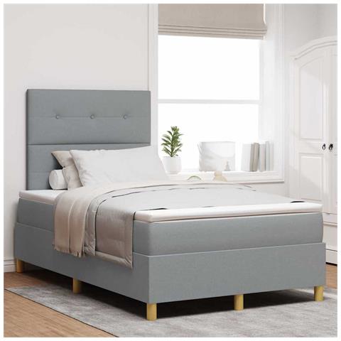 Letto a molle con materasso Grigio chiaro 120 x 200 cm Tessuto - Foto 2