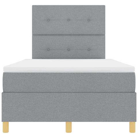 Letto a molle con materasso Grigio chiaro 120 x 200 cm Tessuto - Foto 9