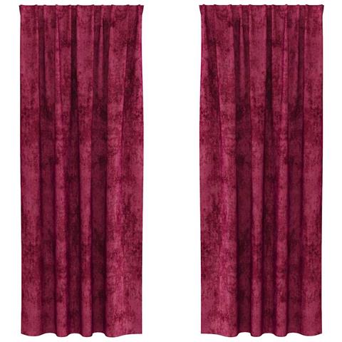 Tenda con tende 2 pcs Rosso vino 245 x 140 cm Velluto - Foto 1