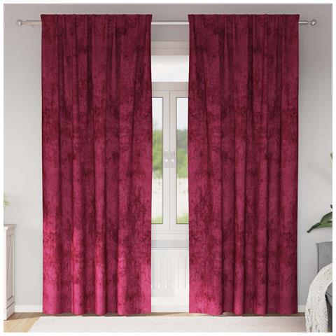 Tenda con tende 2 pcs Rosso vino 245 x 140 cm Velluto - Foto 2