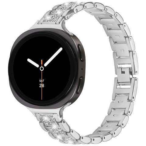 Elegante Cinturino In Acciaio Inossidabile Con Diamanti Compatibile Con Samsung Watch 8 (versione Più Piccola) Silver - Foto 1