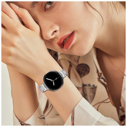 Elegante Cinturino In Acciaio Inossidabile Con Diamanti Compatibile Con Samsung Watch 8 (versione Più Piccola) Silver - Foto 3