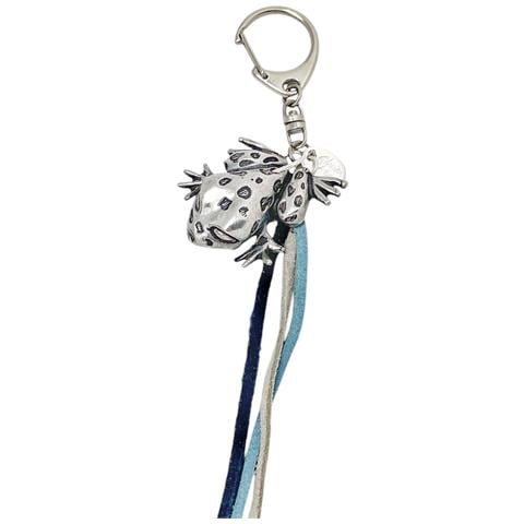 Portachiavi Blue Frog In Argento Placcato E Pelle - Foto 1
