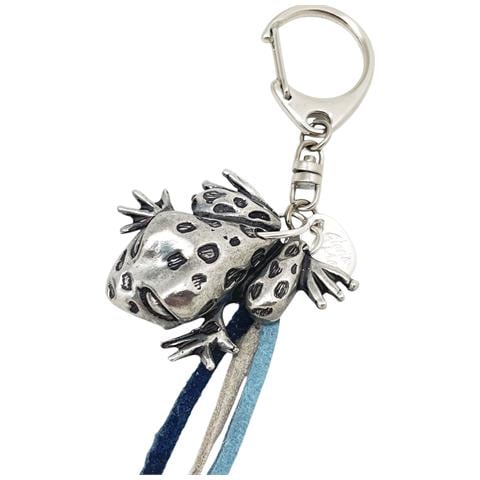 Portachiavi Blue Frog In Argento Placcato E Pelle - Foto 2