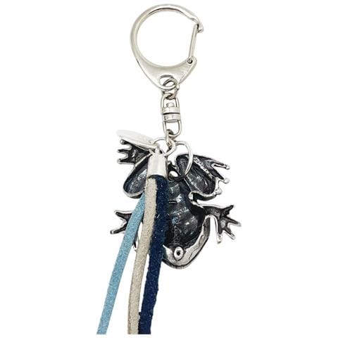 Portachiavi Blue Frog In Argento Placcato E Pelle - Foto 4