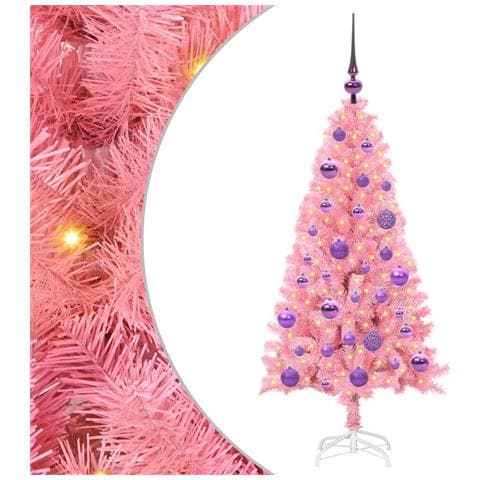 Albero di Natale con 150 LED con supporto Rosa 120 cm PVC - Foto 1