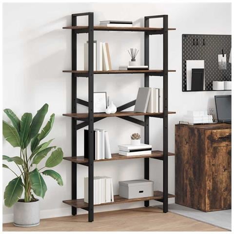 Libreria Rovere fumé 100 x 33,5 x 178 cm Legno multistrato - Foto 2