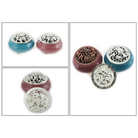 Coperchio Bruciaincenso /candela Aromaterapica Rosa - Lega Di Zinco, Antivento, Decorativo Silver - Foto 2