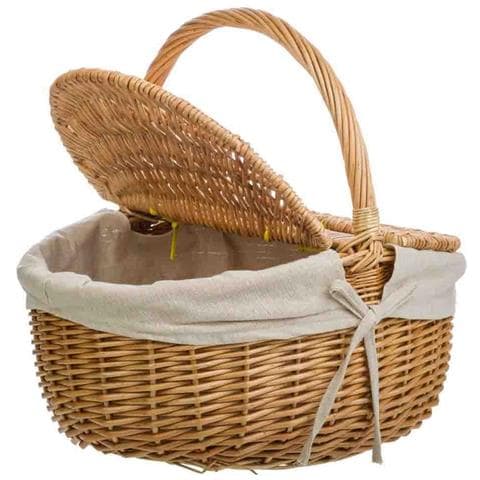 Cesto In Vimini Marrone Foderato 41x32x19/15/37h - Foto 1