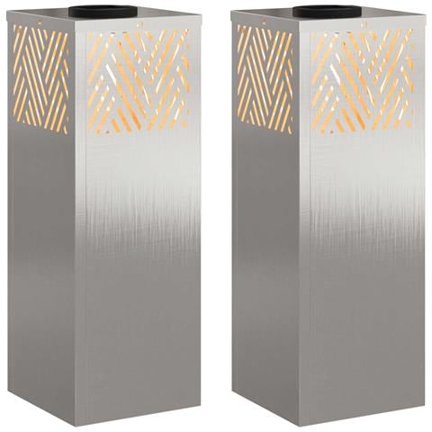 Faro LED solare per sentieri 2 pcs Argento Acciaio inossidabile - Foto 1