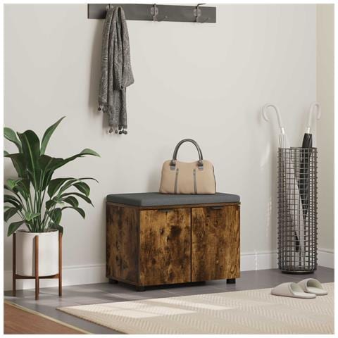 Panca per ingresso con porta Quercia Affumicata 60 x 38 x 46 cm - Foto 2