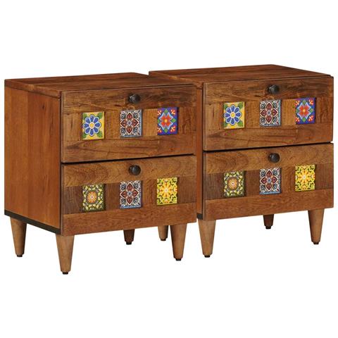 Armadio da Notte con cassetto 2 pcs Marrone 40 x 33 x 46 cm - Foto 1