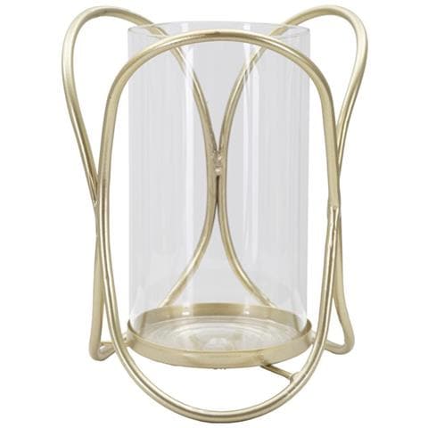 Portacandela Vkh350-oro-metallo-16x16x21,5 Cm - Foto 1