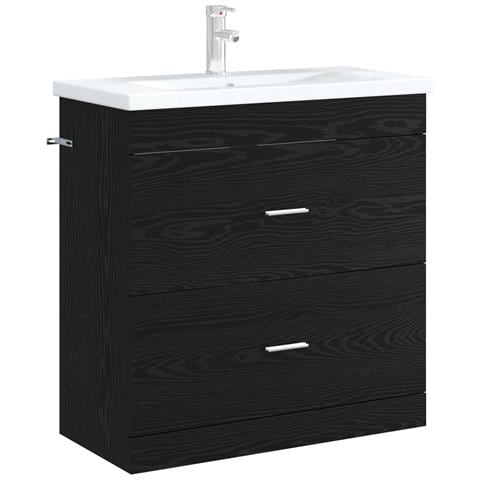 Mobiletto da Bagno Sotto Lavabo Rovere Nero 78,5 x 37,5 x 81 cm - Foto 2