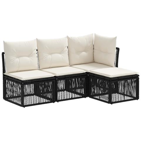 Set Divano da Giardino 4 pcs Nero polyrattan - Foto 1