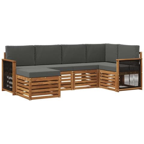Set divano sezionale con cuscino 5 pcs Naturale e Antracite - Foto 1