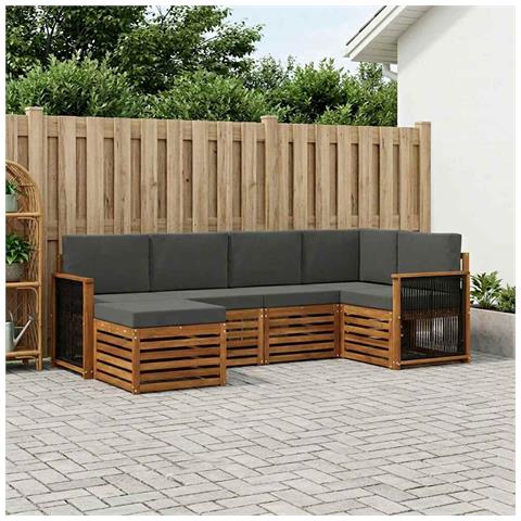 Set divano sezionale con cuscino 5 pcs Naturale e Antracite - Foto 2