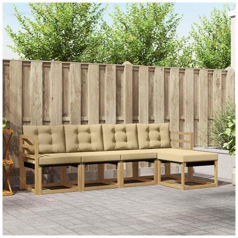 Set di divani da esterno con cuscino 5 pcs Bianco e Beige - Foto 2