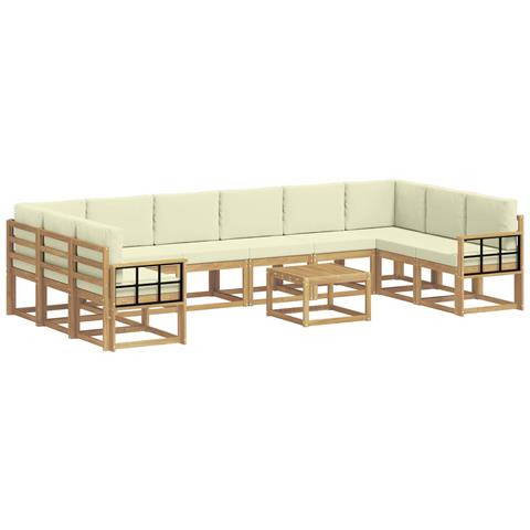 Set di divani da esterno con cuscino 11 pcs Bianco e Crema - Foto 1