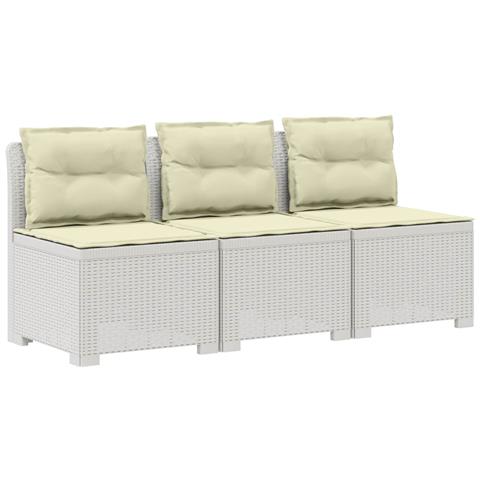 Divano da giardino 3 posti con cuscini in look rattan PP Bianco - Foto 1