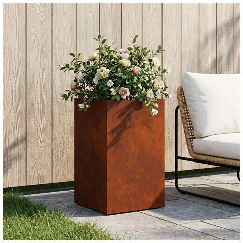 Vaso da giardino Ruggine 30 x 30 x 40 cm Acciaio Corten - Foto 2