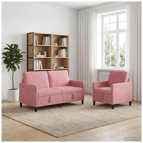 Set di Divani con Storage 2 pz Rosa Poliestere - Foto 9