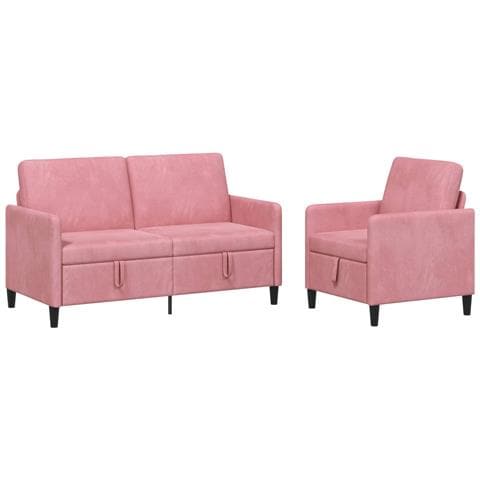 Set di Divani con Storage 2 pz Rosa Poliestere - Foto 1