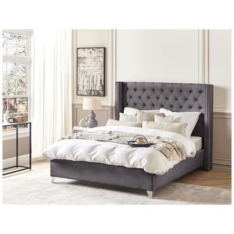 Letto Imbottito Con Rete A Doghe Grigia 160 X 200 Cm Lubbon - Foto 20